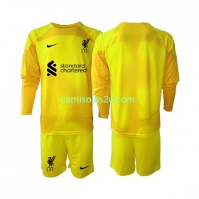 Camisolas de futebol Liverpool Guarda Redes Criança Equipamento Quarto 2022/23 Manga Comprida